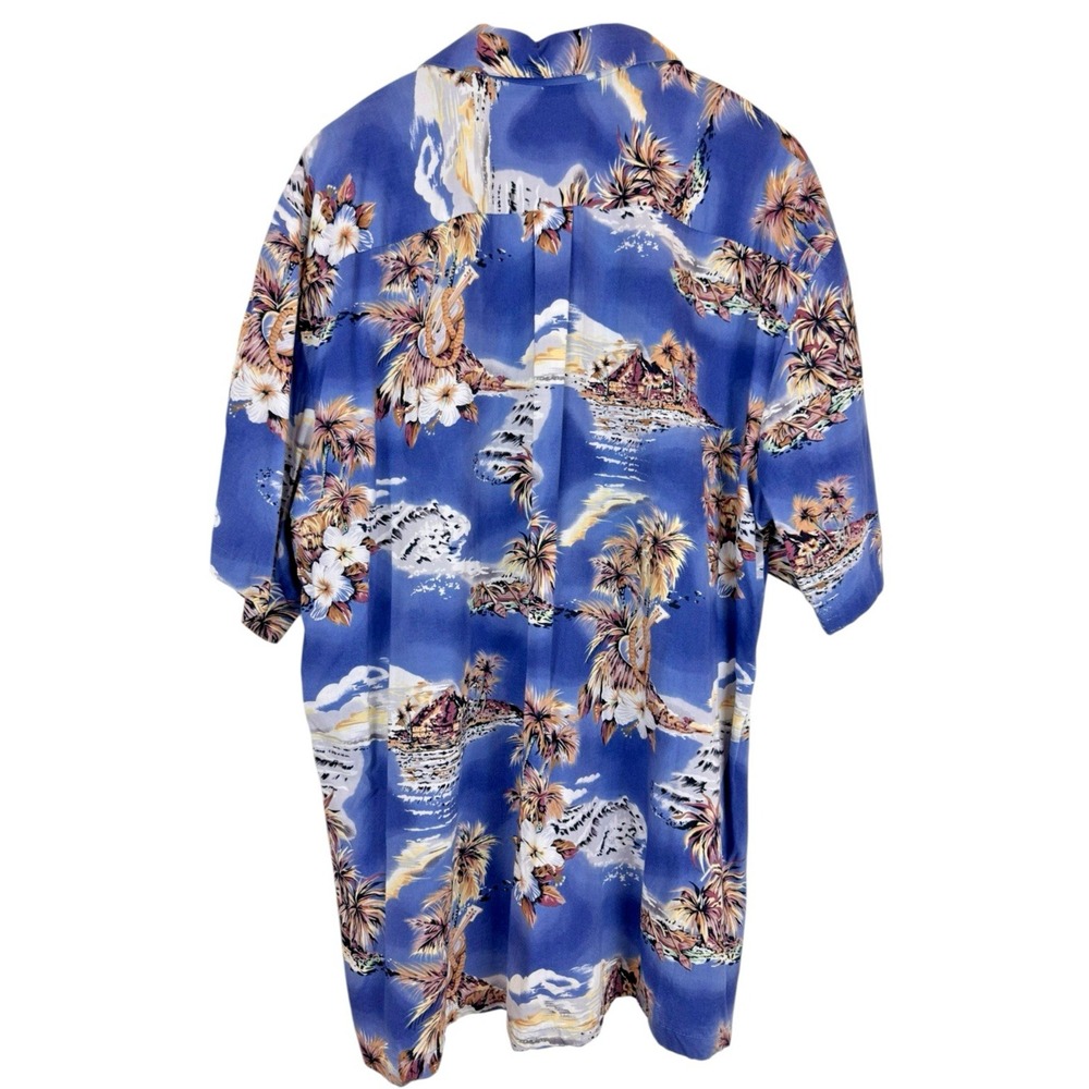 Hilo Hatties Men's Hawaiian Floral Hibiscus Island Palm Trees Blue Size 2XL - Picture 5 of 5